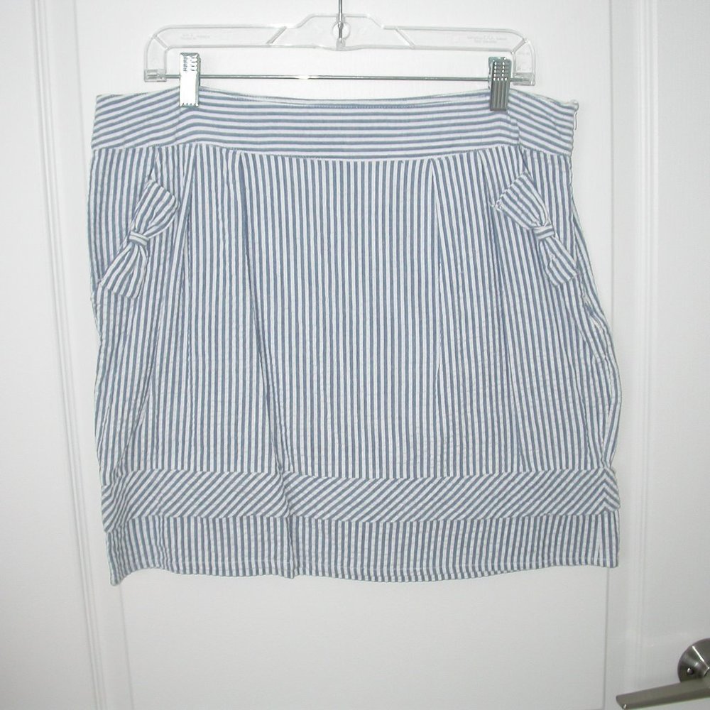 Blue and White Seersucker Skirt
